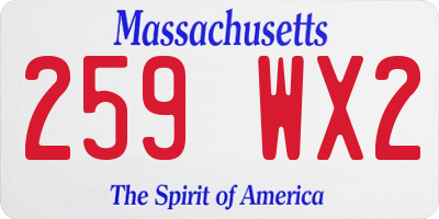 MA license plate 259WX2