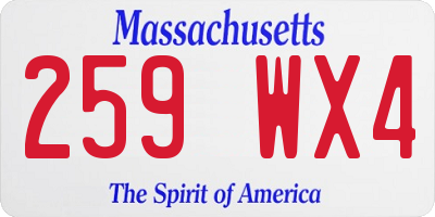 MA license plate 259WX4
