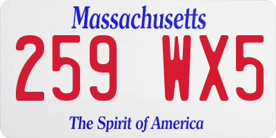 MA license plate 259WX5