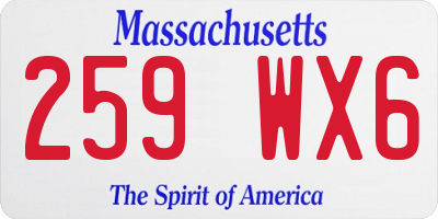 MA license plate 259WX6