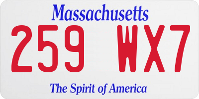 MA license plate 259WX7