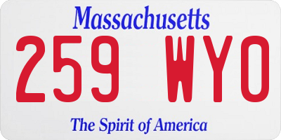 MA license plate 259WY0
