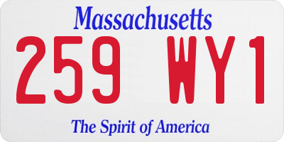 MA license plate 259WY1