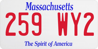MA license plate 259WY2