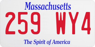 MA license plate 259WY4