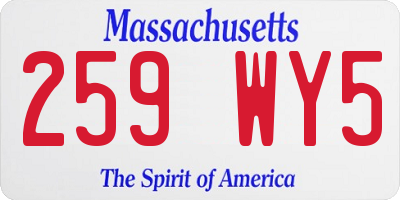 MA license plate 259WY5