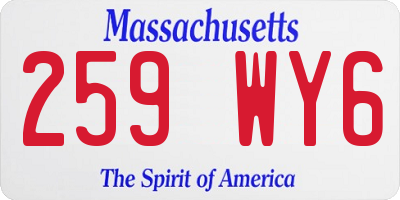 MA license plate 259WY6