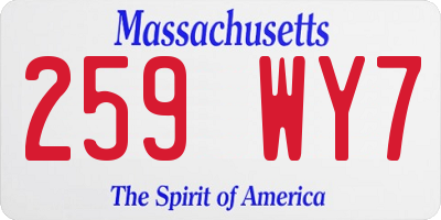 MA license plate 259WY7