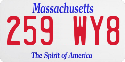 MA license plate 259WY8