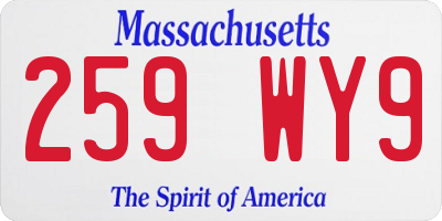 MA license plate 259WY9