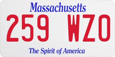 MA license plate 259WZ0