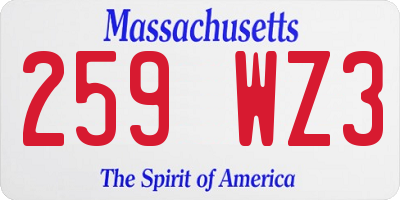 MA license plate 259WZ3