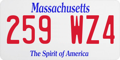 MA license plate 259WZ4