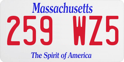 MA license plate 259WZ5