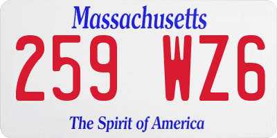 MA license plate 259WZ6