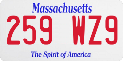 MA license plate 259WZ9