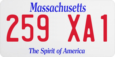 MA license plate 259XA1