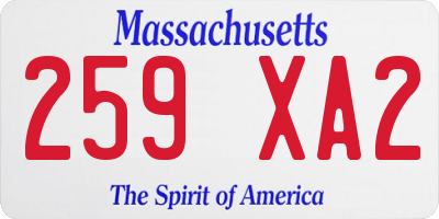 MA license plate 259XA2