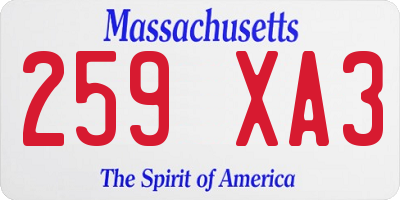 MA license plate 259XA3