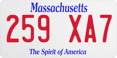 MA license plate 259XA7