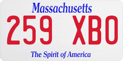 MA license plate 259XB0