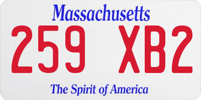 MA license plate 259XB2