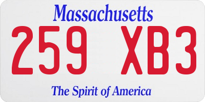 MA license plate 259XB3