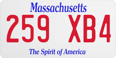 MA license plate 259XB4