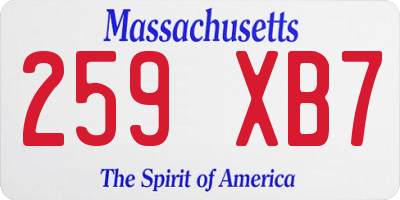 MA license plate 259XB7