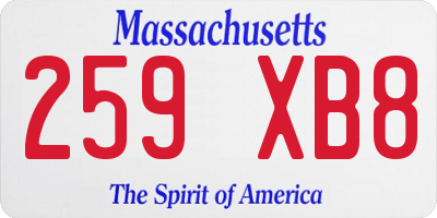 MA license plate 259XB8