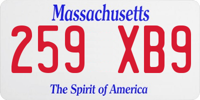 MA license plate 259XB9