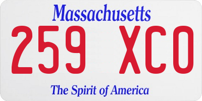 MA license plate 259XC0