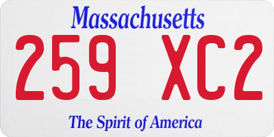 MA license plate 259XC2
