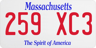 MA license plate 259XC3