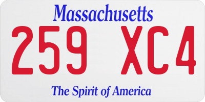 MA license plate 259XC4