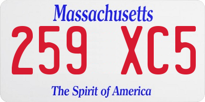 MA license plate 259XC5