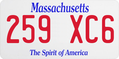 MA license plate 259XC6