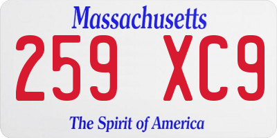 MA license plate 259XC9