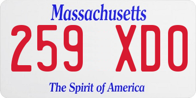 MA license plate 259XD0