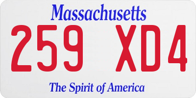 MA license plate 259XD4
