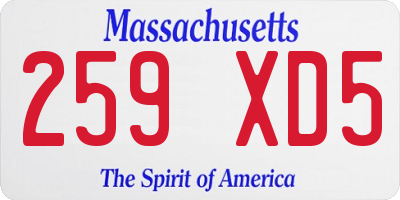 MA license plate 259XD5