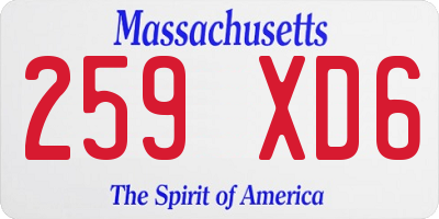 MA license plate 259XD6