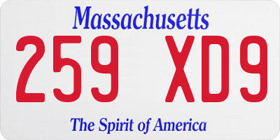 MA license plate 259XD9