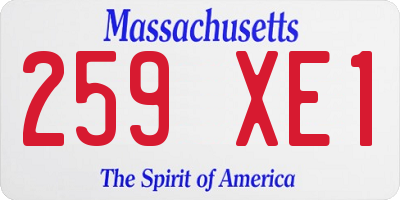 MA license plate 259XE1