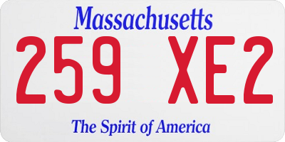 MA license plate 259XE2