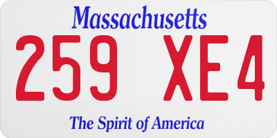 MA license plate 259XE4
