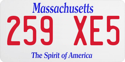 MA license plate 259XE5