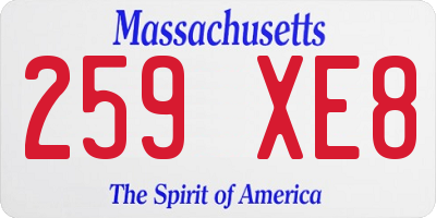 MA license plate 259XE8