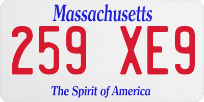 MA license plate 259XE9