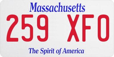 MA license plate 259XF0